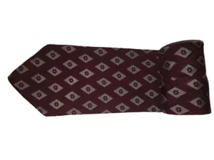 Giorgio Armani Silk Blend Necktie Tie Burgundy Diamonds Flowers - Picture 1 of 4