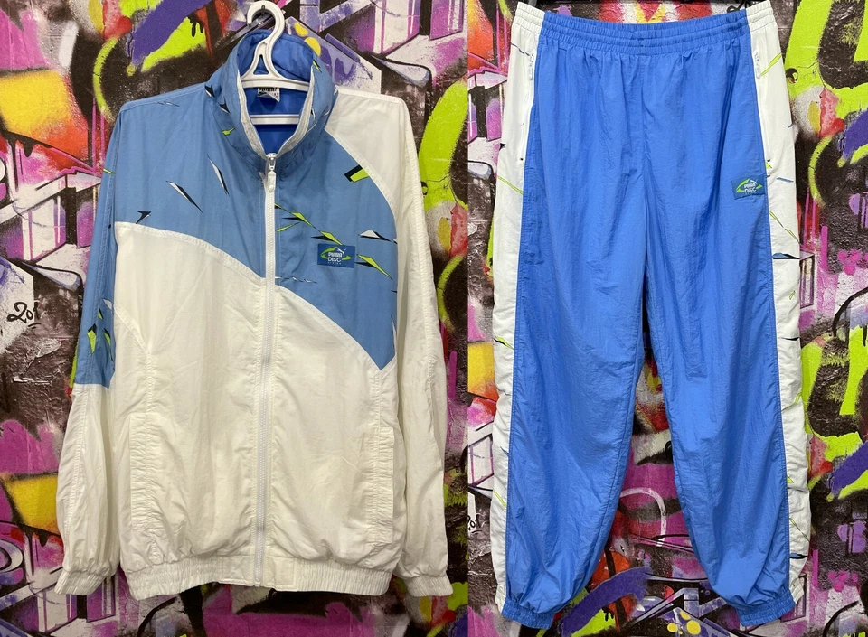 Puma DISC System Kit de Terno Esportivo Vintage Jaqueta Calça Moletom Masculina Tamanho 2XL - Imagem 1 de 4