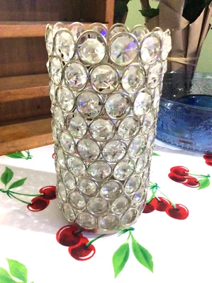 GODINGER SILVER ART CO. CRYSTAL Flower Vase, Candle Holder, 8.5" Chrome BASE - Image 1 of 4