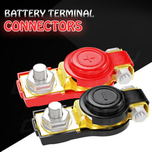 Pair Car Marine Battery Terminal Connectors Clamps Clip Head Charger Black Red
