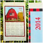 2014 Country Red Barn Silo & American Flag Calendar Towel Farmcore Cottagecore