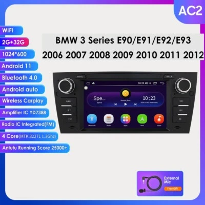 For BMW E90 E91 E92 328i 325i Android 13 CarPlay GPS Stereo Radio Navi WiFi RDS - Image 1 of 4
