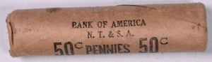 1955-S Lincoln Wheat Penny Cent - BU Roll - Bank Of America N. T. & S. A. - Picture 1 of 3
