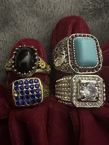 mens rings Lot Of 4 Rings Size 10 Mix Rings - Picture 1 of 5