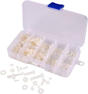 M2 M2.5 M3 M4 M5 (Total 270Pcs) Nylon Screw/Nut/Washer Assortment Kit Come with - Picture 1 of 12