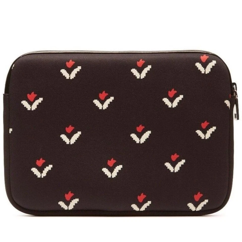 Marc Jacobs iPad Tablet Case Neoprene Black Tulip Floral Zip Universal - Image 1 of 4