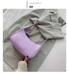 Soft PU Ladies Leather Crossbody Bag Women Purple Underarm Bag Retro Solid Color - Picture 1 of 6
