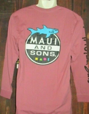 MENS MAUI AND SONS SHARK LONG SLEEVE T-SHIRT SIZE M - Image 1 of 2