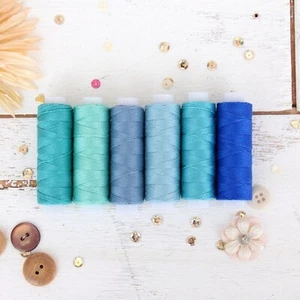Threadart 6 Color Pearl Cotton Thread Set Ocean Shades | 75yd Spools Size 8 - Picture 1 of 8