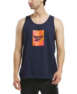 Reebok Graphic Logo Print Tank Top Men's XL Navy Multi Scoop Neck Sleeveless - Picture 1 of 14