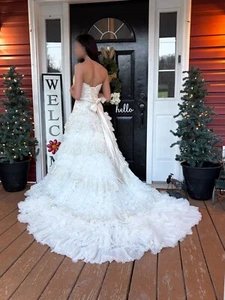 Maggie Sottero Wedding Dress sz 4 w/ ruffles, corset back, train, beading, lace - Picture 1 of 4