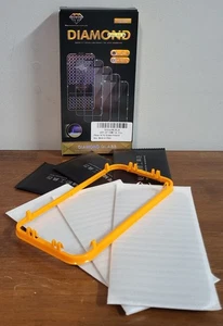 Iphone 14 Pro 6.1in Hard Glass Diamond Screen Protector Kit Pack Of 3 - Picture 1 of 4