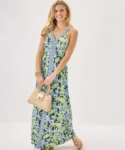 Neu mit Etikett Lilly Pulitzer Carmilla Maxikleid 4 Resort Saphir Pool tropischer Tango - Bild 1 von 8