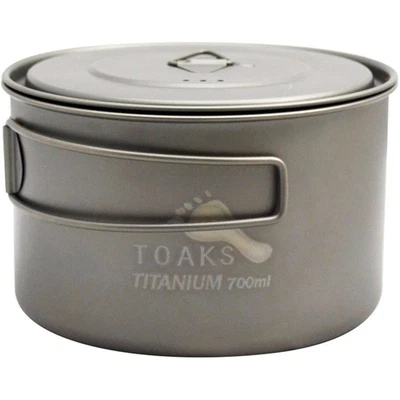 TOAKS 浅钛 700 毫升户外野营炊具 POT-700-D115-L — 第 1/4 张图片