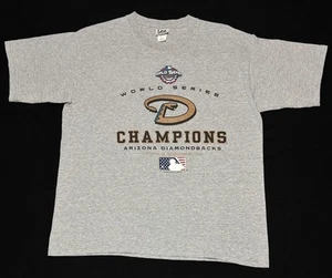 Vintage 2001 Arizona Diamondbacks Gray World Series Champions Shirt Size Large - Picture 1 of 10