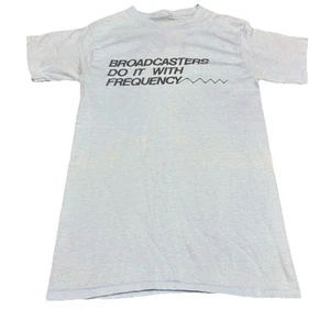 Vintage 1970s 80s T Shirt Adult M Broadcasters Do It With Frequency B6 - Picture 1 of 3