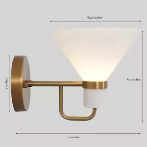 Applique da parete metà secolo fatto a mano moderna ottone 1 luce vetro paralume imbuto sputnik - Foto 1 di 5