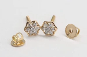 Mini orecchini/top bambino elica diamante naturale certificato IGI oro 18 kt tondo 0,09 ct - Foto 1 di 18
