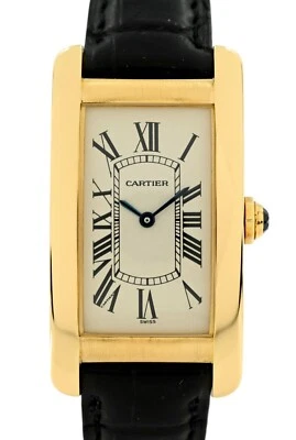 Cartier Tank Americaine 22.5mm Midsize Solid 18K Yellow Gold 1720 1 Watch w/ Box - Image 1 of 4