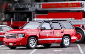 ZD 1:64 596 Red Tahoe Battalion Chief Chicago Fire Model Diecast Metal Car BN - Picture 1 of 9