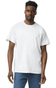 T-shirt Gildan cotone tinta unita manica corta bianca design bianco maglietta uomo 5XL - Foto 1 di 3