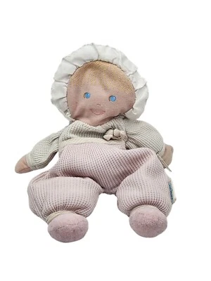 Eden Toys Peluche Bebé Niña Muñeca Juguete Lovey Waffle Tejido Rosa Blanco Gorro Rubio Foto 1 de 4
