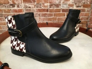 Hal Rubenstein Dara Black Leather & Haircalf Herringbone Ankle Boot 5.5 Sale - Picture 1 of 5