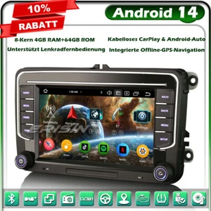 4GB+64GB Android 14 GPS Autoradio für VW T6 Crafter Amarok Caddy Polo ŠKODA Yeti - Bild 1 von 24