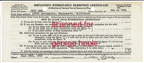 DESI ARNAZ - CERTIFICATE - SIGNED - 1953 - INCOME TAX - LUCILLE BALL Cover