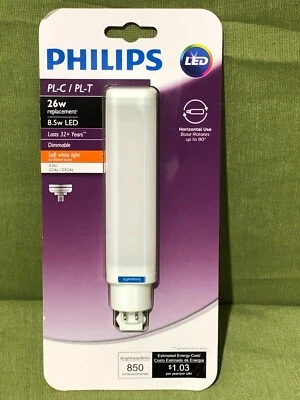 Philips PL-C/PL-T 26w 950 Lumens Bulb 8.5w LED 4 Pin Dimmable Light - Image 1 of 4