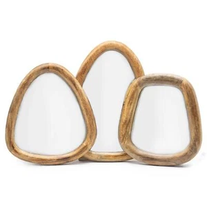 Set of 3 Pebble Shaped Mirrors - Dark Brown Finish - Picture 1 of 4