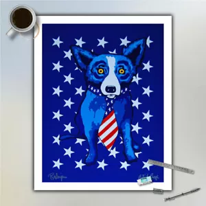 Print on Canvas Animals Poster Art Painting Blue Dog Home Wall Decor 16x20 - Picture 1 of 4