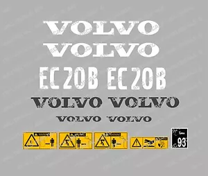 VOLVO EC20B DIGGER COMPLETE DECAL STICKER SET WITH SAFETY WARNING DECALS - Picture 1 of 1
