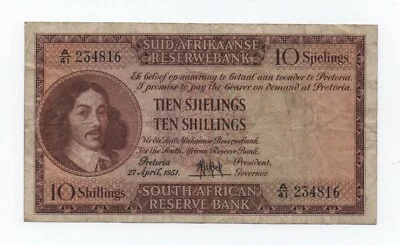 SOUTH AFRICA 10 SHILLINGS 1951 PICK 90C LOOK SCANS - Image 1 of 2