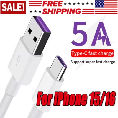 IPhone15/16 Pro Max Plus USB-A Cable Fast Charger Type C Charging Data lot Cord - Image 1 of 4