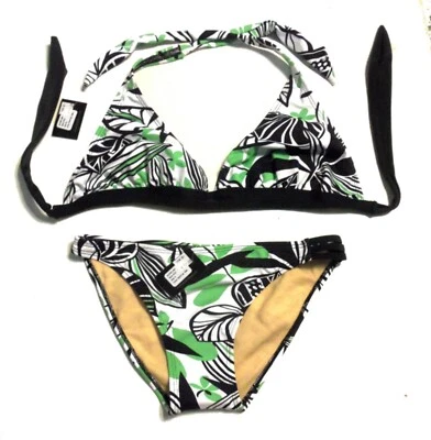 Traje de baño bikini halter floral verde Live in Cyn "Silver Lake" talla M Top/S nuevo con etiquetas $111 Foto 1 de 4