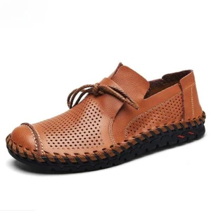 Mocassini casual traspiranti in vera pelle alla moda uomo morbidi comodi - Foto 1 di 21