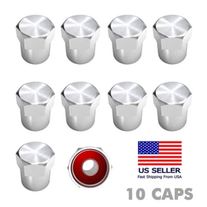 10PC Chrome Silver Light-Weight Tire Valve Air Dust Cover Stem Caps Bike Car SUV - Picture 1 of 2