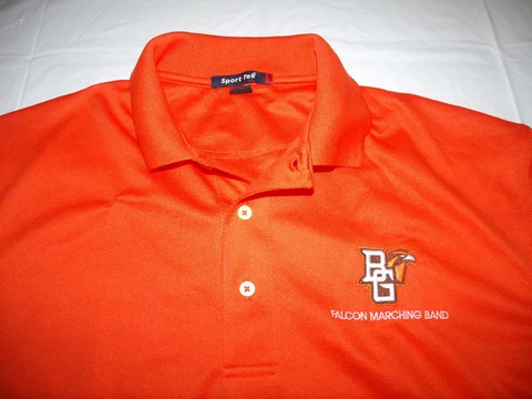 Bowling Green State University Falcon Marching Band Orange LARGE Polo Shirt BGSU Cover