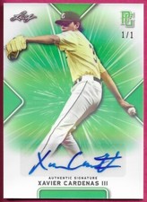 2021 Leaf Perfect Game National Baseball XAVIER CARDENAS III Green Autograph 1/1