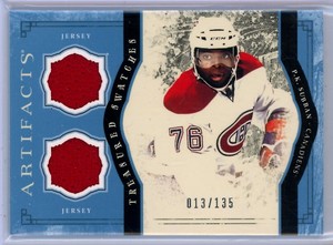 2011-12 Artifacts Treasured Swatches Blue #TSPS P.K. Subban DUAL JERSEY /135