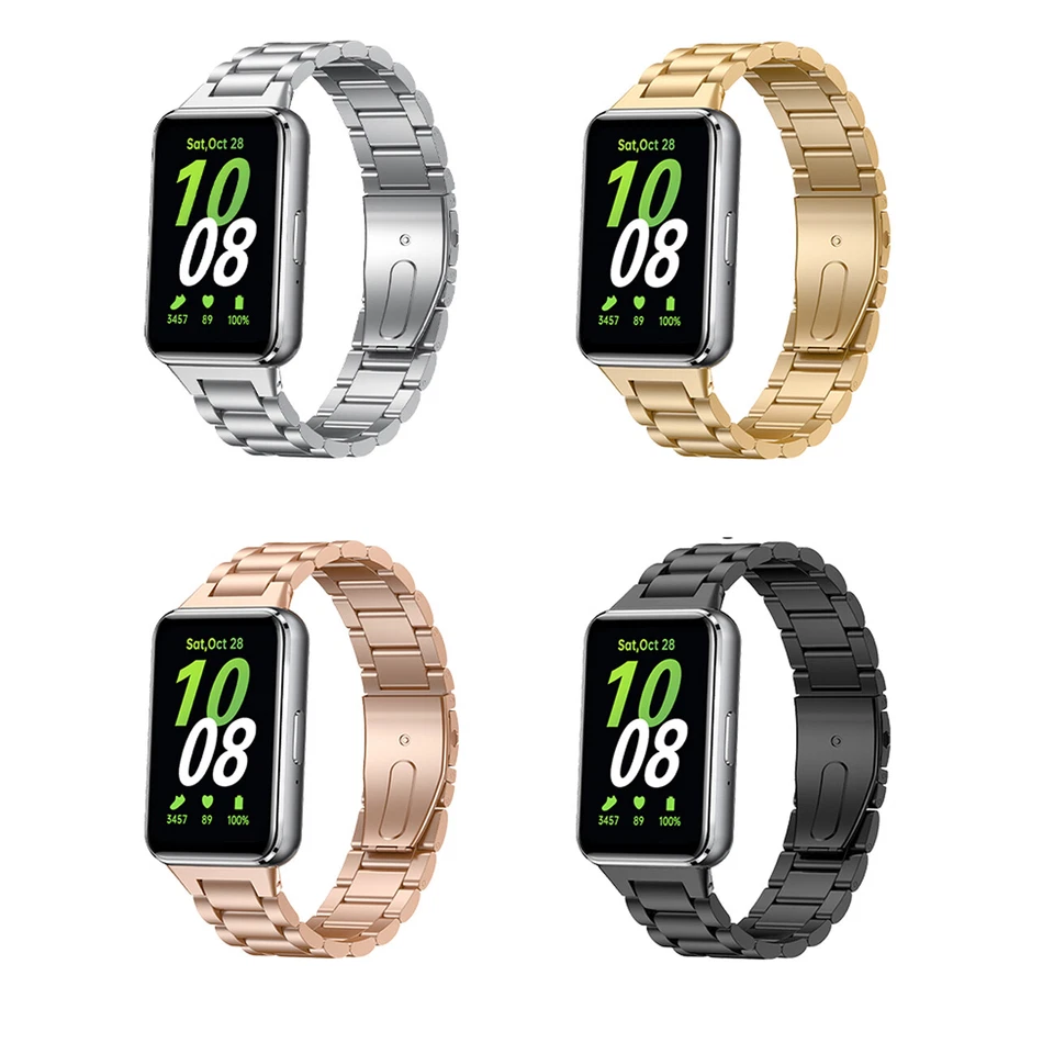 Correa de reloj de acero inoxidable macizo con cierre plegable para Samsung Galaxy Fit 3 Foto 1 de 1