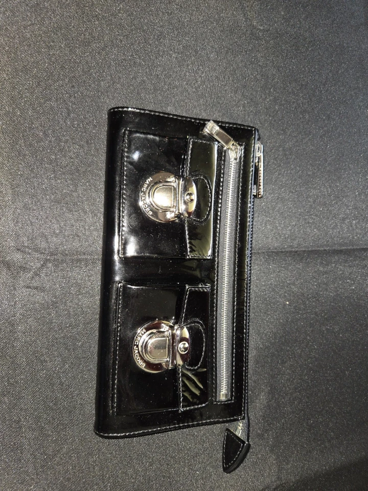 MARC JACOBS Black Patent Leather Wallet silver hardware - Image 1 of 4