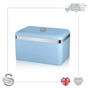Swan Retro Metal Bread Bin 18L Kitchen Storage Capacity Stainless Steel Chrome - Picture 1 of 6