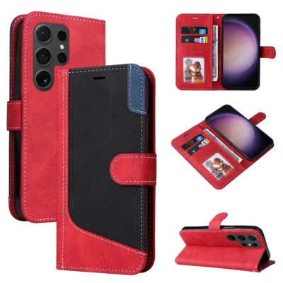 Funda de teléfono con soporte abatible billetera de cuero magnético para Sumsung S24 Ultra S23 S22 S20 Foto 1 de 4
