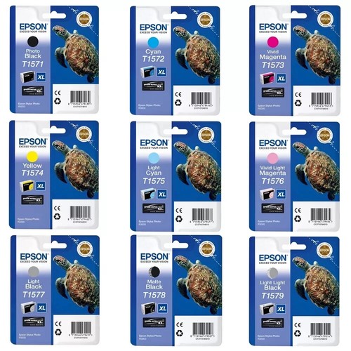 Lot D'encres Pigment ND 9 Couleurs Pour Epson Stylus Photo R3000 - Recharge Non Originale