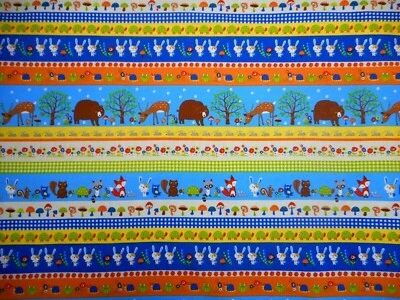 Tecido infantil por jarda veado coelho raposa urso animal listra algodão premium C - Imagem 1 de 2