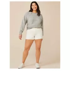Pantaloncini jeans da donna assemblaggio gratuito taglia 20 polsino arrotolato, osso NUOVI - Foto 1 di 3