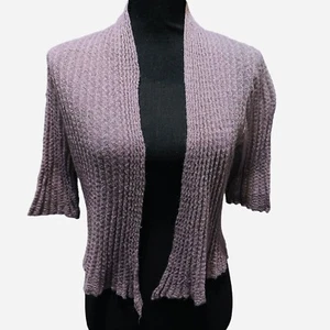 Eileen Fisher Open Front Mohair Cardigan Medium Petite Lilac Short Sleeve - Picture 1 of 7