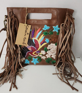RAJ L.A. Brown Cassady Embroidered Fringed Boho Crossbody Hand Bag